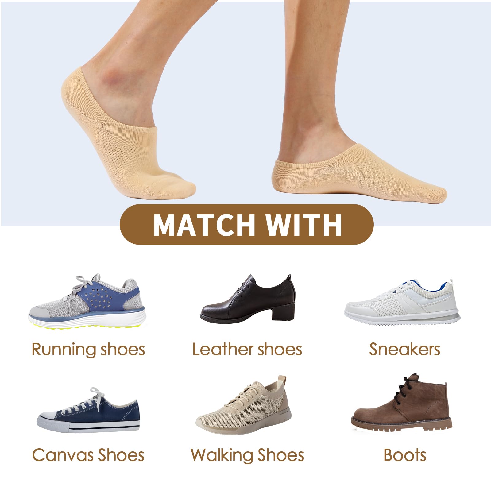 No Show Socks Women & Men Low Cut Ankle Short Anti-slid Athletic Running Casual Invisible Liner Socks
