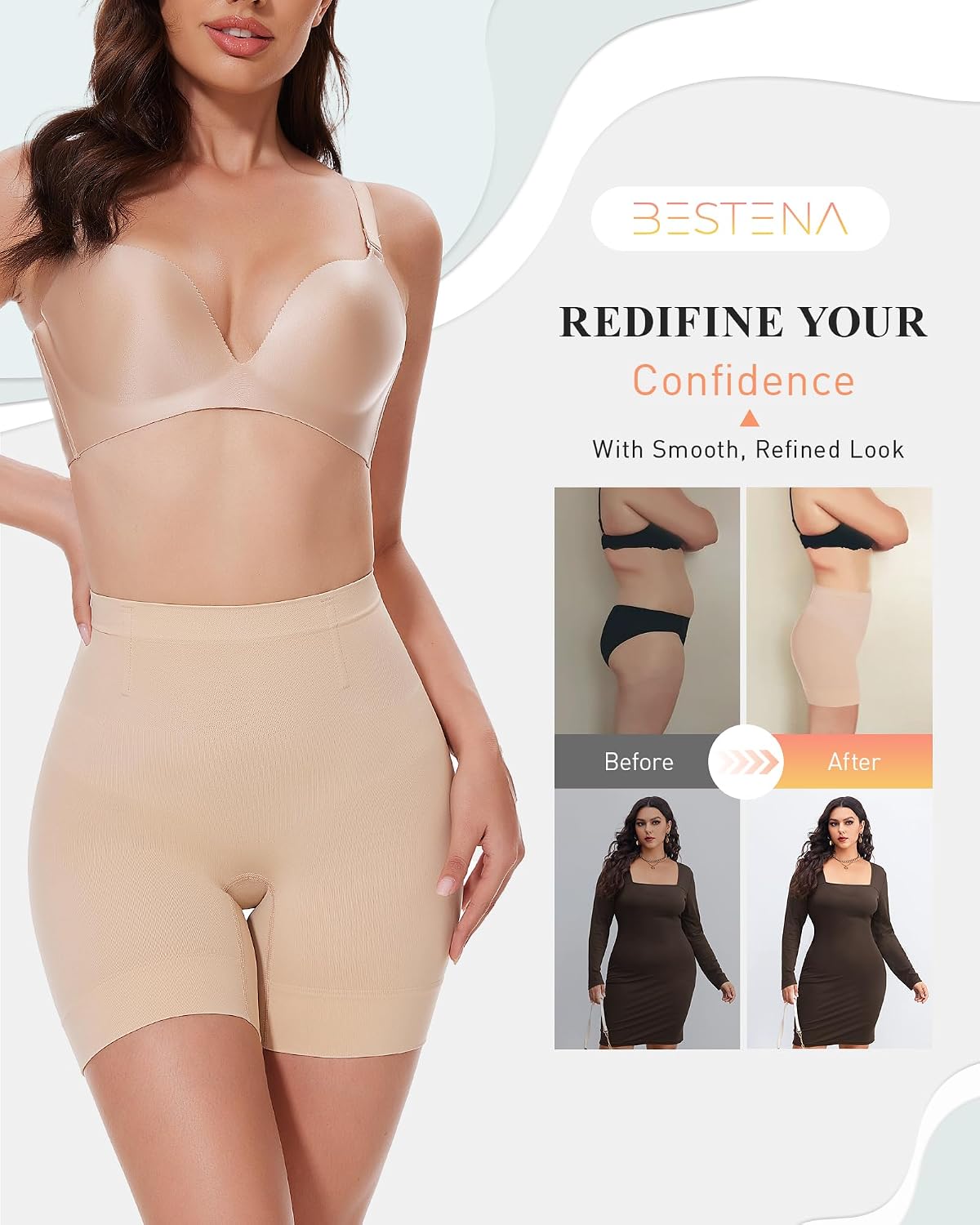 Shapewear Shorts for Women, Mid Waist Tummy Control Shaper | Mid-waist tummy control shapewear shorts smooth tummy and thighs with seamless comfort and discreet under-dress wear