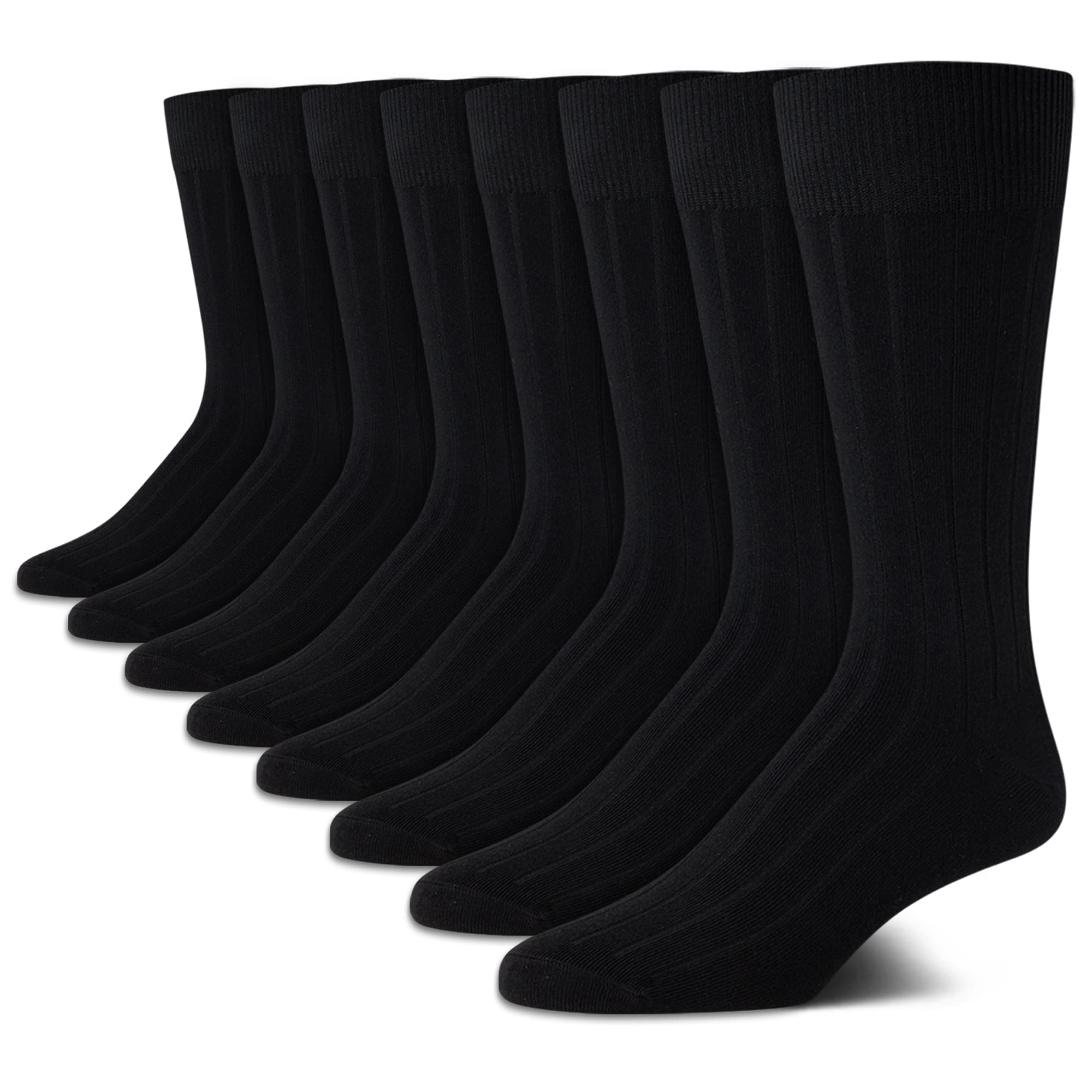 Mens Dress Socks - 8 Pack Breathable Cotton Blend Work Crew Socks for Men for Casual Business & Formal Wear