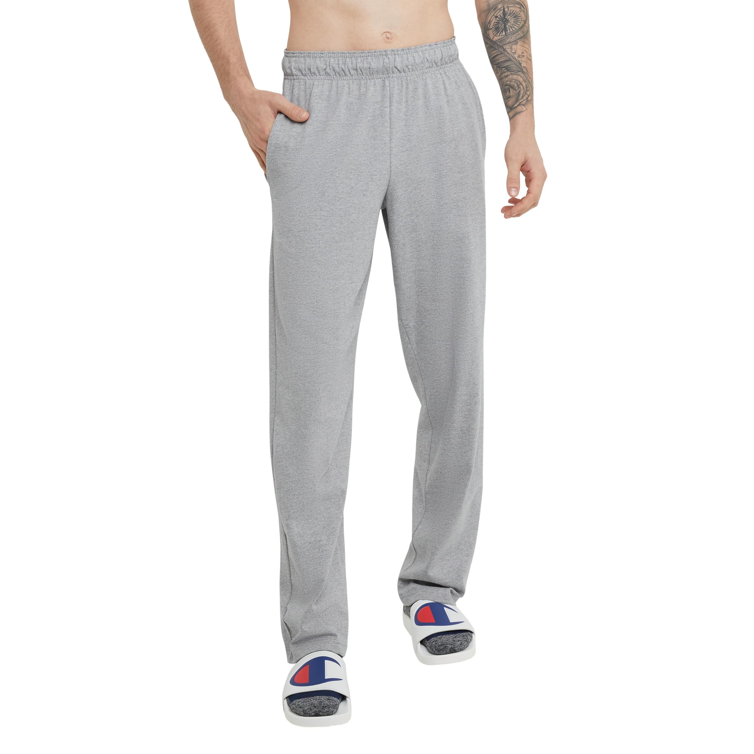 Champion Men's Open-Bottom Lounge Pants, Standard Fit, Lightweight, Available in Regular and Big & Tall