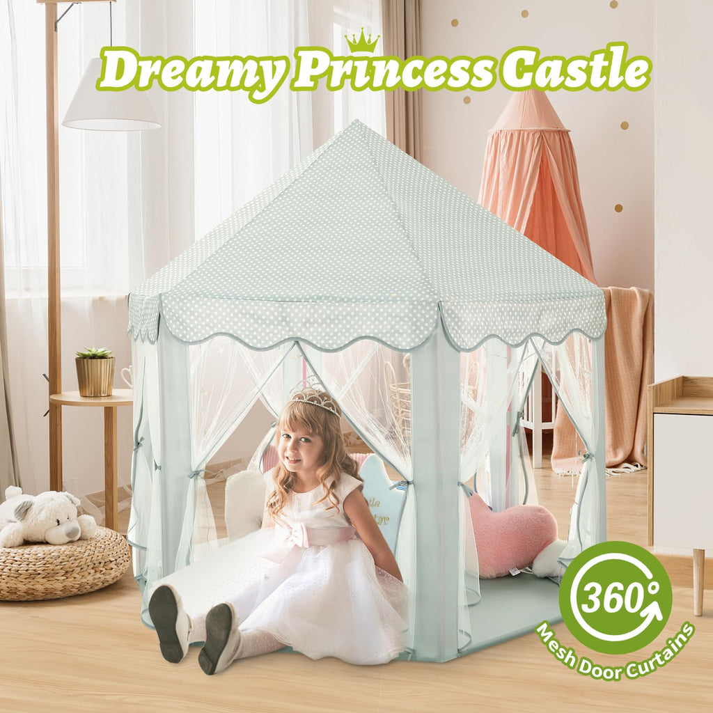 Monobeach Princess Tent Girls Large Playhouse Kids Castle Play Tent with Star Lights Toy for Children Indoor and Outdoor Games, 55'' x 53'' (DxH)