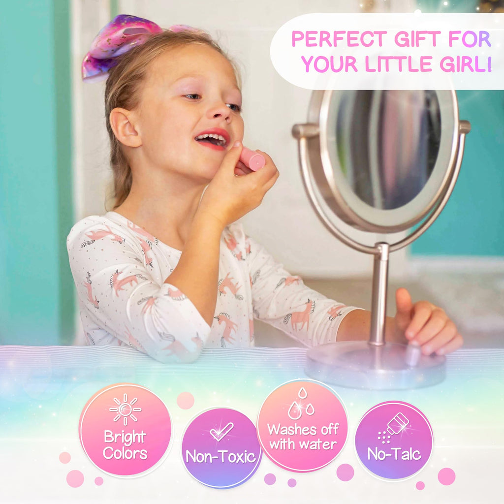 Kids Real Makeup Kit with Pink Unicorn Purse, Non Toxic Washable Make Up Set - Unicorn Toys for Girls Age 4-6, Girls Easter Basket Stuffers, Easter Gifts for Kids, Girl Gift Ages 3 4 5 6 7 8 Years Old