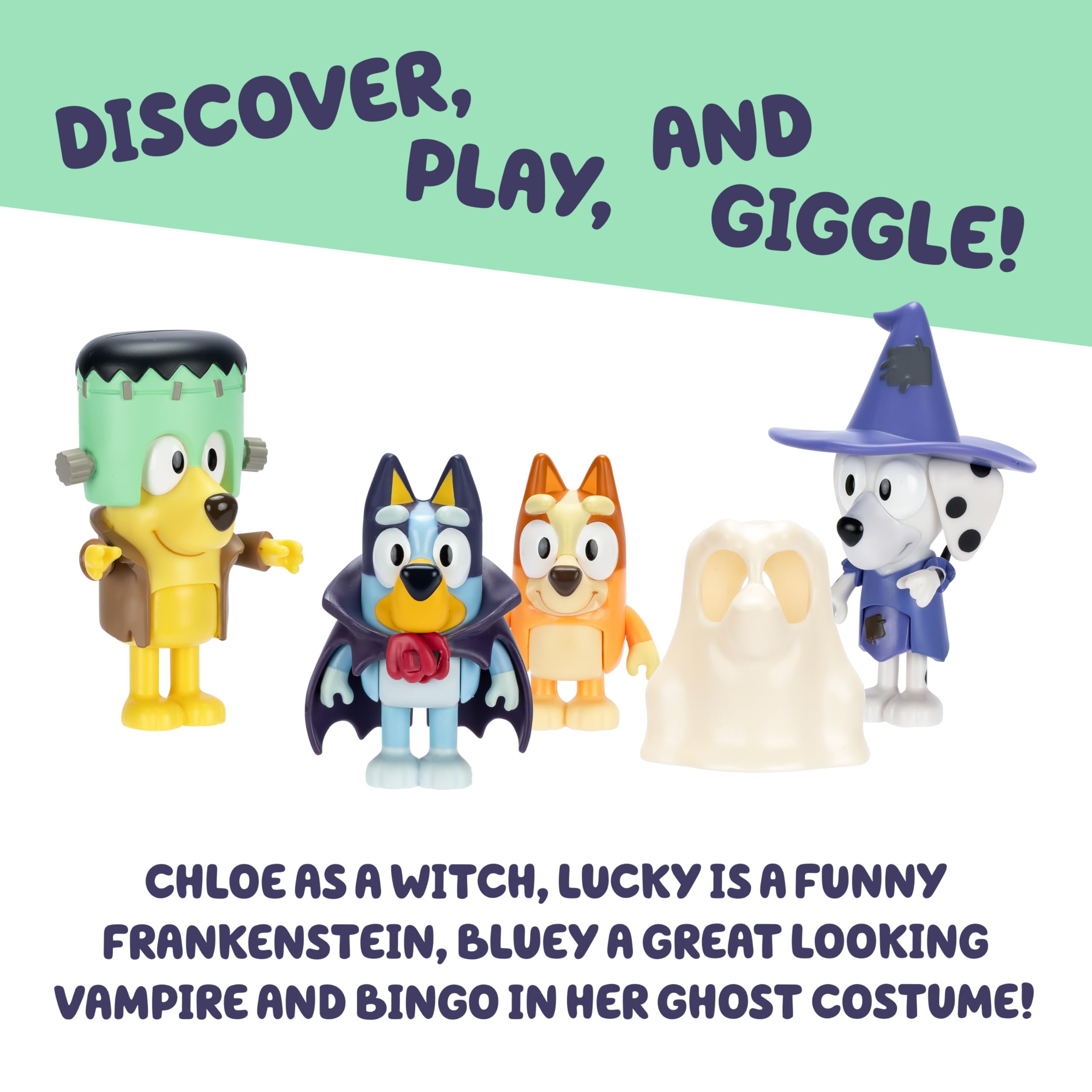 Bluey Family Figure Pack of 4, Robust Poseable Character Toys with Bingo, Chilli, and Bandit Figures, Toddler-Sized Animal Figurines for Kids Ages 3+