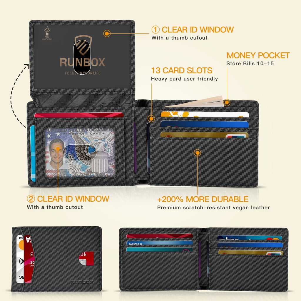 Wallet for Men -Slim Rfid Leather Mens Bifold Novelty Wallets 2 ID Window With Gift Box Men's Accessories | Slim