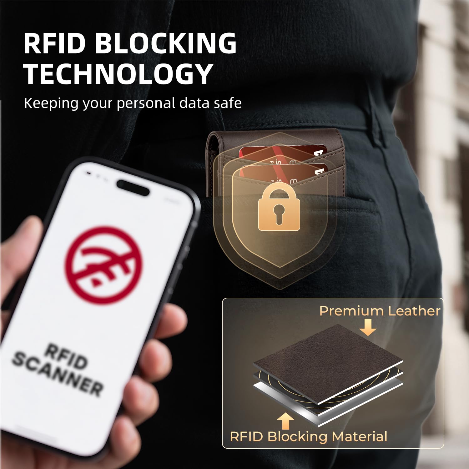 Wallet for Men -Slim Rfid Leather Mens Bifold Novelty Wallets 2 ID Window With Gift Box Men's Accessories | Slim