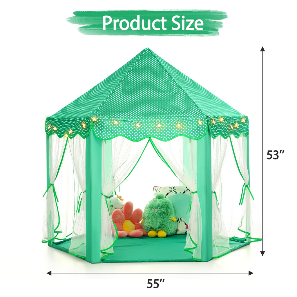 Monobeach Princess Tent Girls Large Playhouse Kids Castle Play Tent with Star Lights Toy for Children Indoor and Outdoor Games, 55'' x 53'' (DxH)