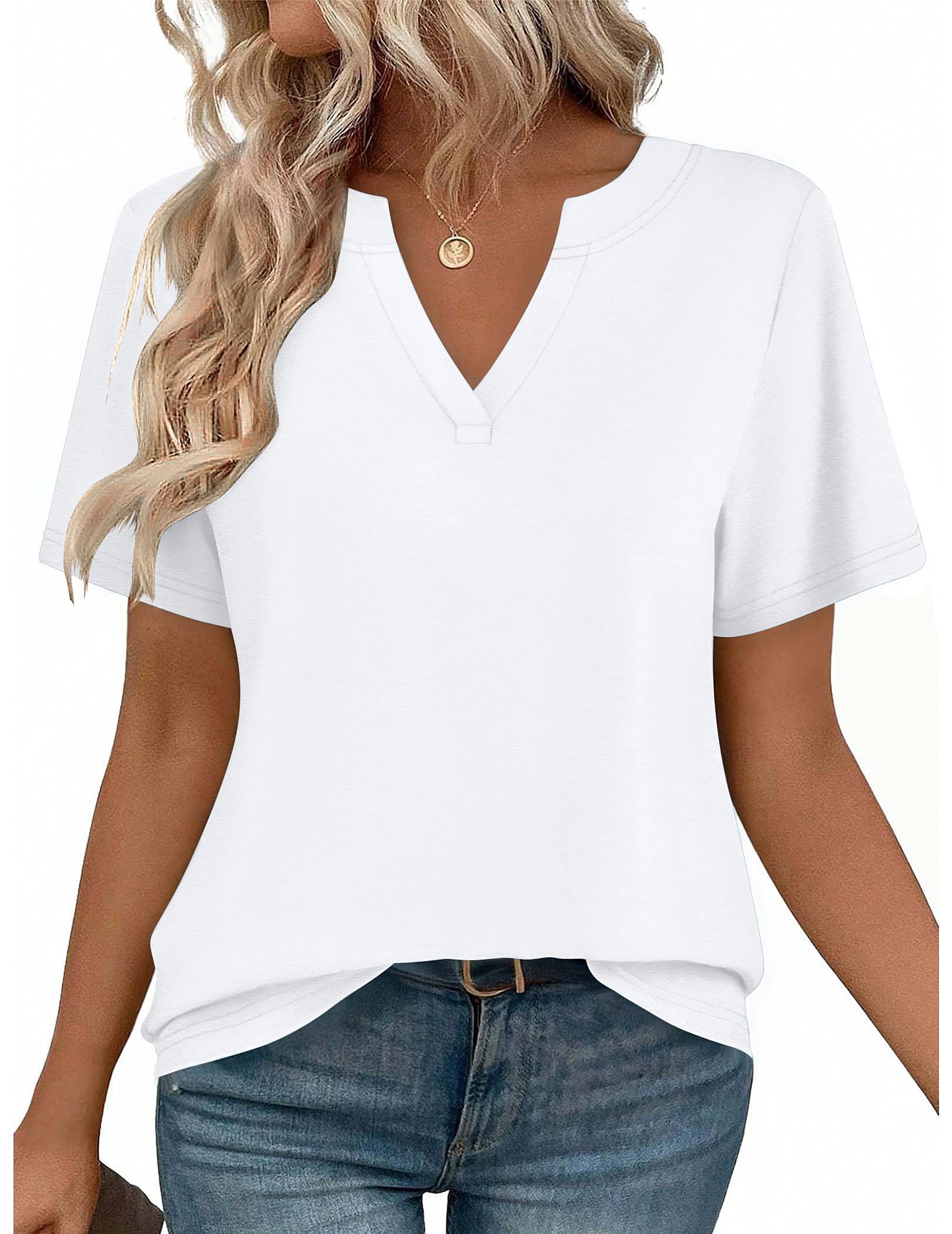 Zeagoo Womens Tops Short Sleeve V Neck Tee Shirts Cute Dressy Casual Clothing Business Work Blouse