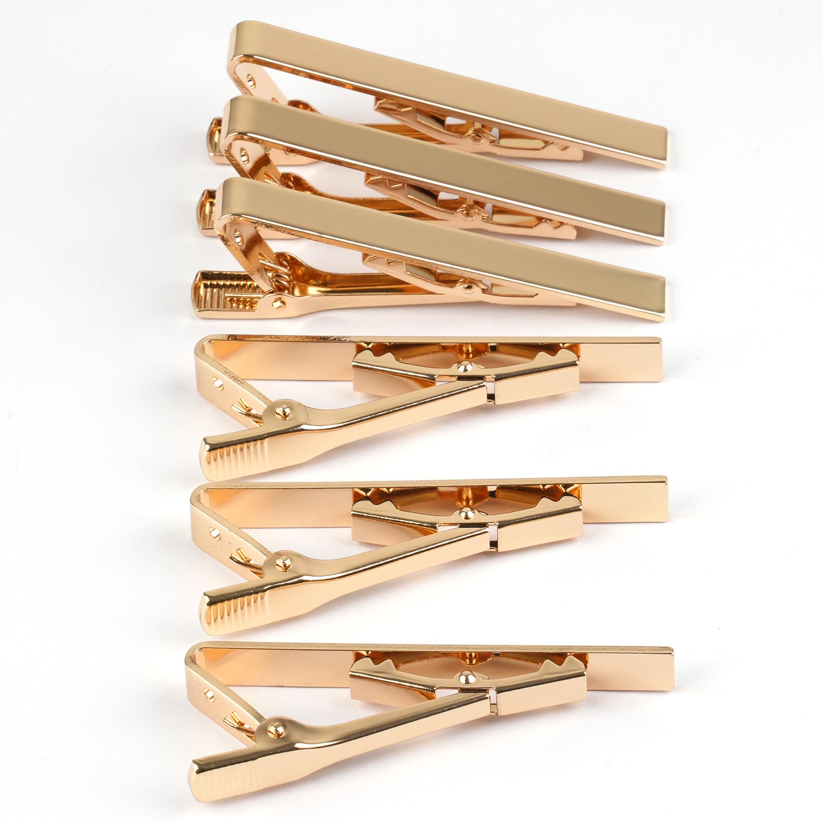 6 Pcs Tie Clips for Men, Classic Shiny & Glossy Tie Bar, Ideal for Father, Husband, Boyfriend, Business, Wedding, Tie Pins with Gift Box