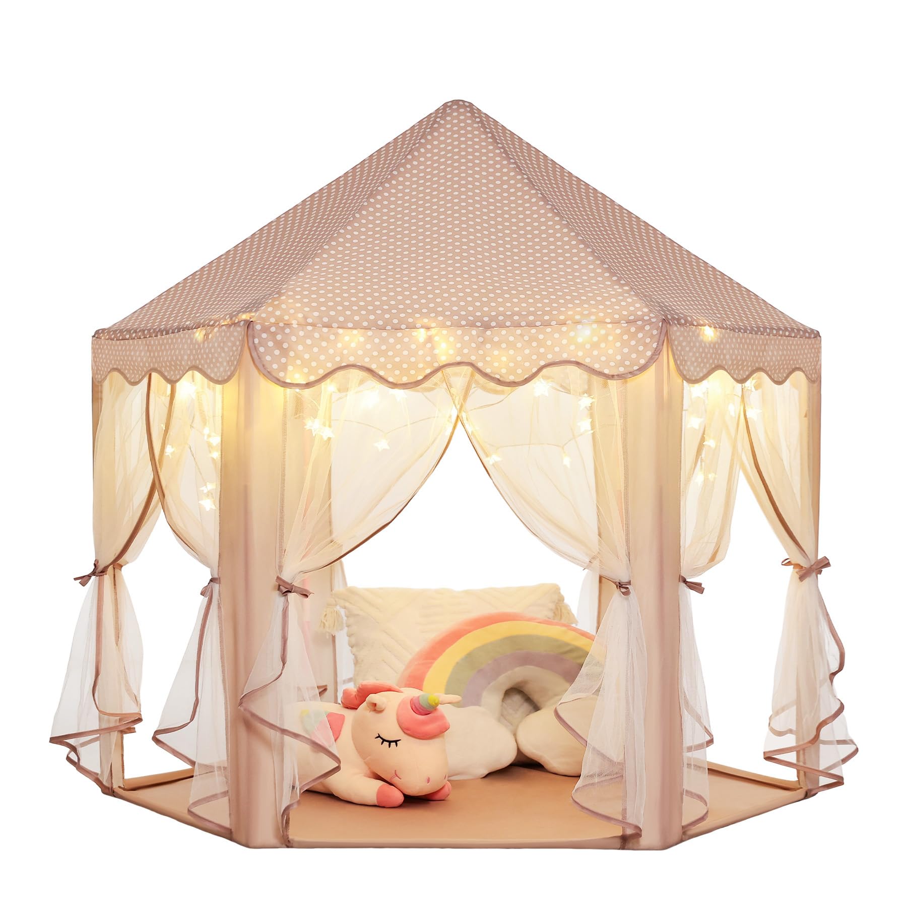 Monobeach Princess Tent Girls Large Playhouse Kids Castle Play Tent with Star Lights Toy for Children Indoor and Outdoor Games, 55'' x 53'' (DxH)