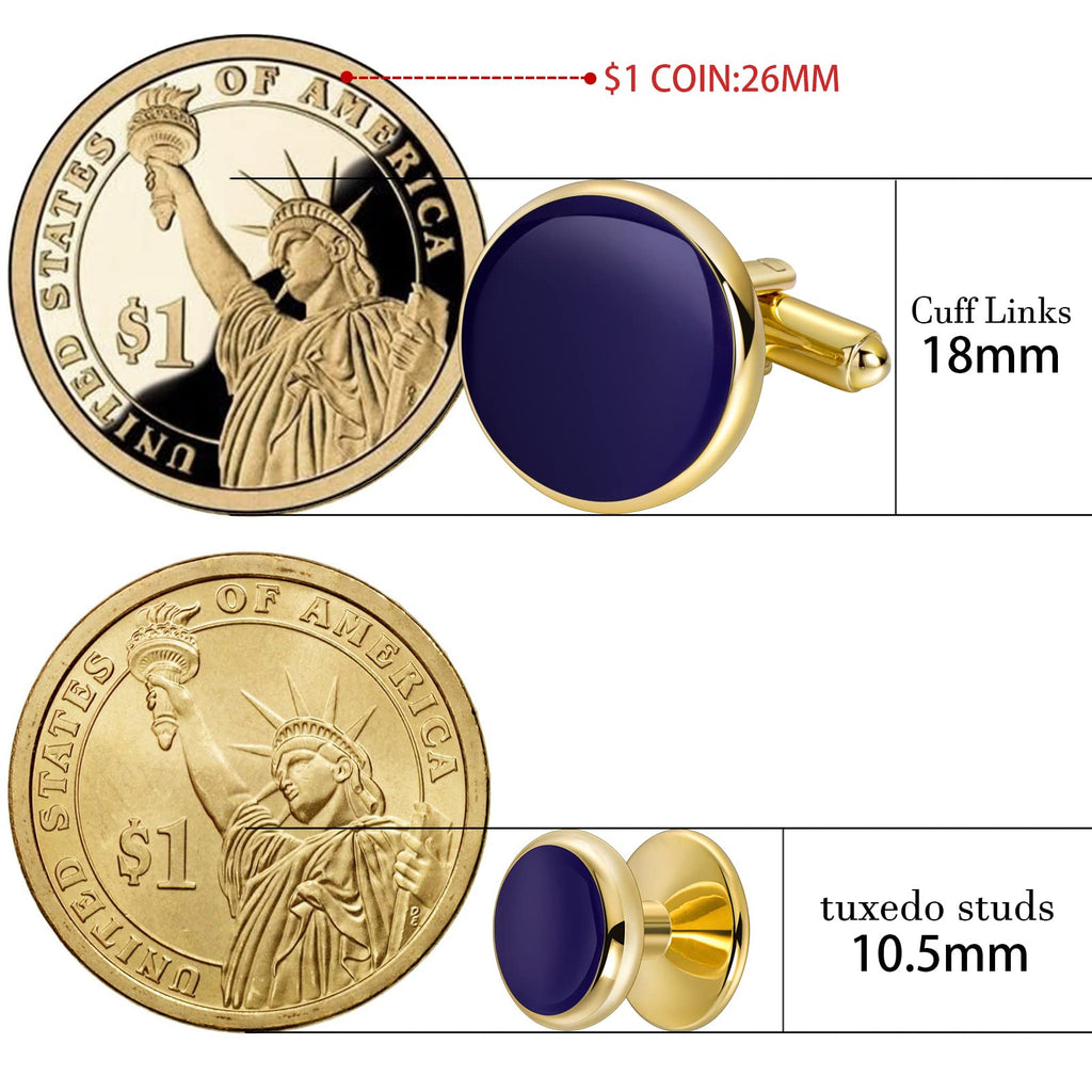 Men’s Cufflinks and Tuxedo Studs Set with Gift Box; Men’s Jewelry or Accessories Suitable for Black Suit White Shirts Vest and Red Bow tie on Wedding or Anniversary and Birthday