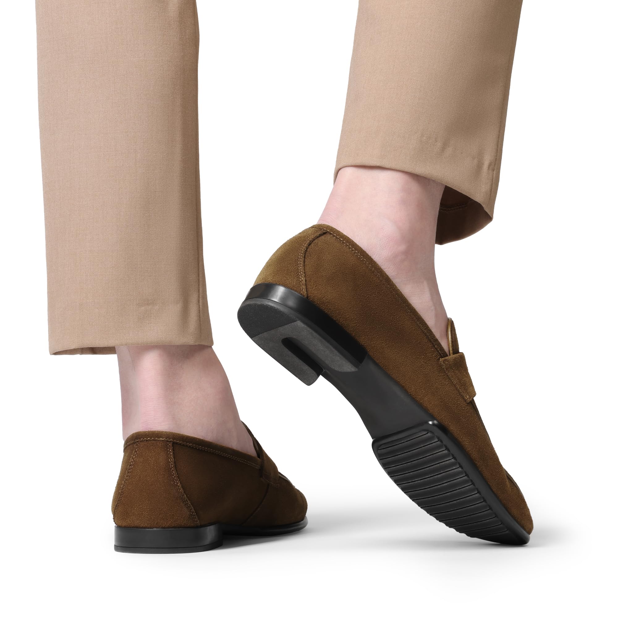 Men's Classic Penny Loafers Leather Suede Dress Shoes Comfort Lightweight Slip-on Shoe Solace Reserve