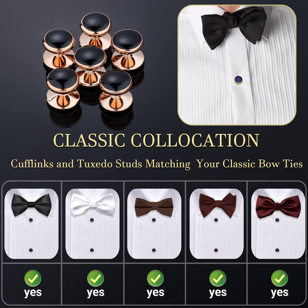 Men’s Cufflinks and Tuxedo Studs Set with Gift Box; Men’s Jewelry or Accessories Suitable for Black Suit White Shirts Vest and Red Bow tie on Wedding or Anniversary and Birthday