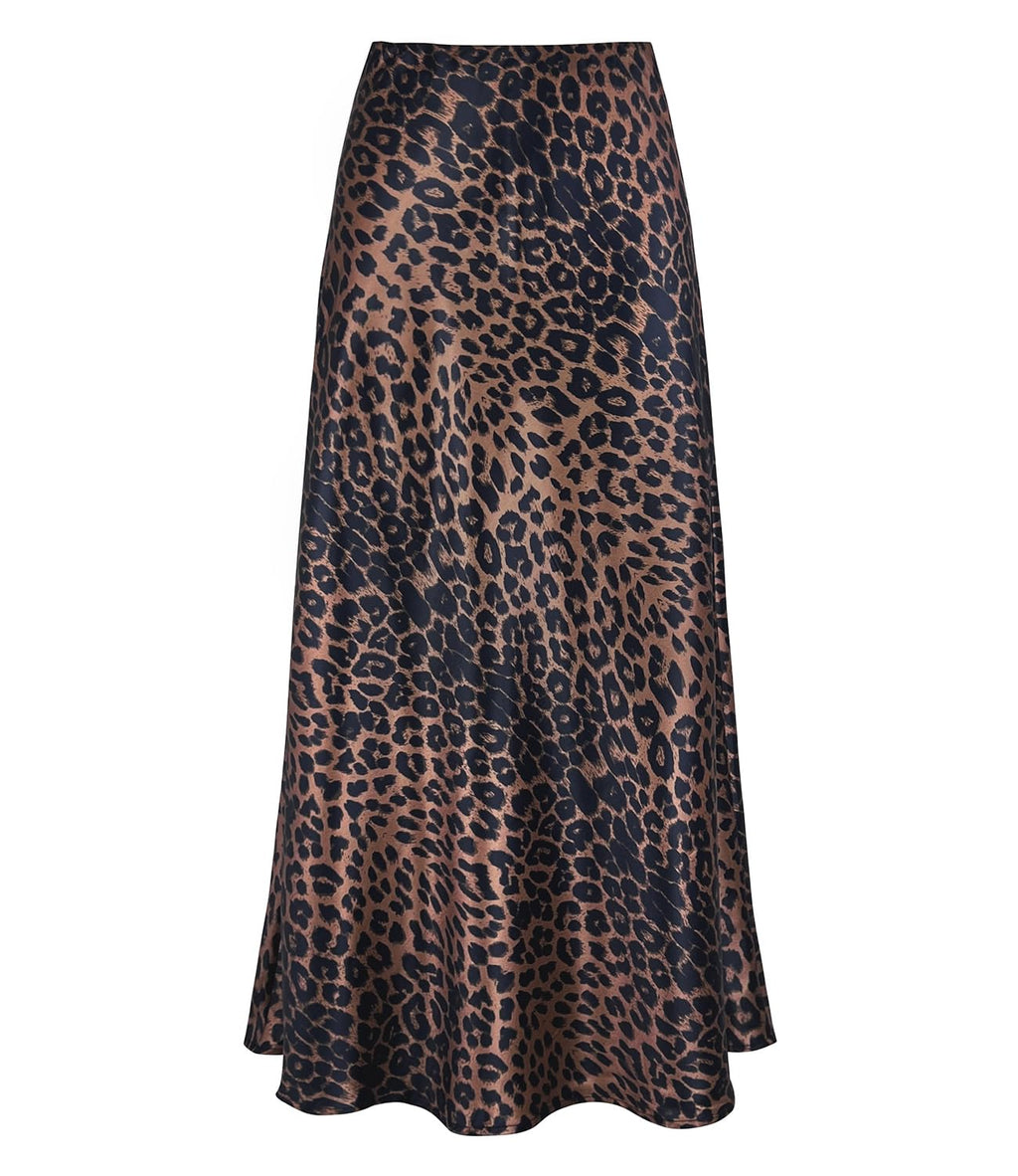 Women's Satin High Waisted Maxi Skirts Hidden Elasticized Waistband A Line Long Skirt