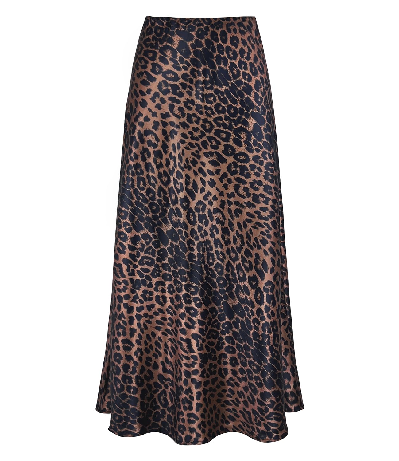Women's Satin High Waisted Maxi Skirts Hidden Elasticized Waistband A Line Long Skirt