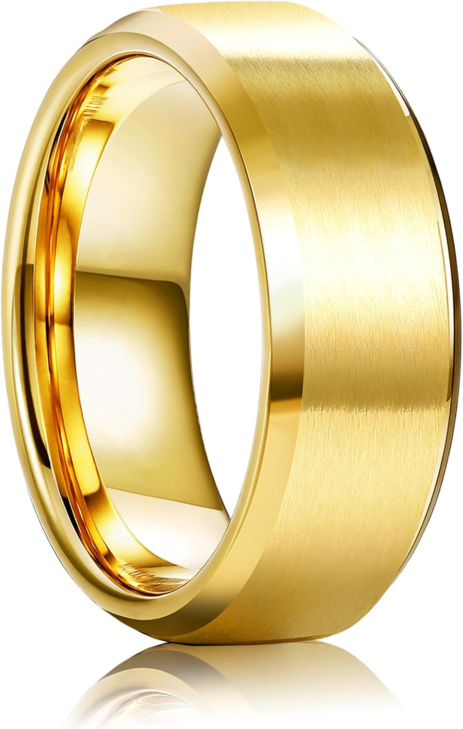 Stainless Steel Rings for Men Women 8MM Wedding Band Rings Matte Surface - Beveled Polished Edge Mens Ring Size 6-14