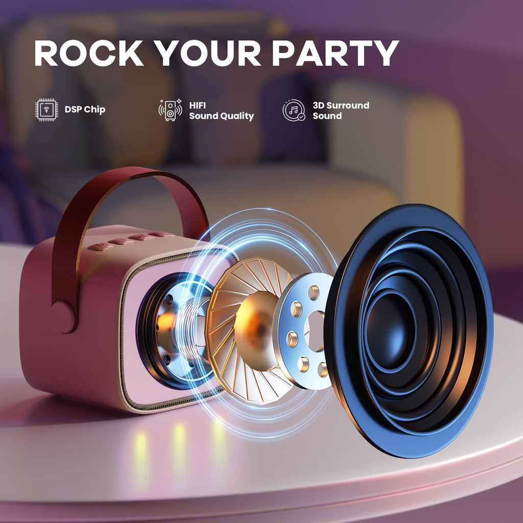 YLL Karaoke Machine for Kids, Portable Mini Speaker with 2 Wireless Microphones, TOP Kids Gifts for Girls Ages 3, 4, 5, 6, 7, 8, 9, 10+ Years Old, 4-12th Birthday Singing Present Toy Party (Purple)
