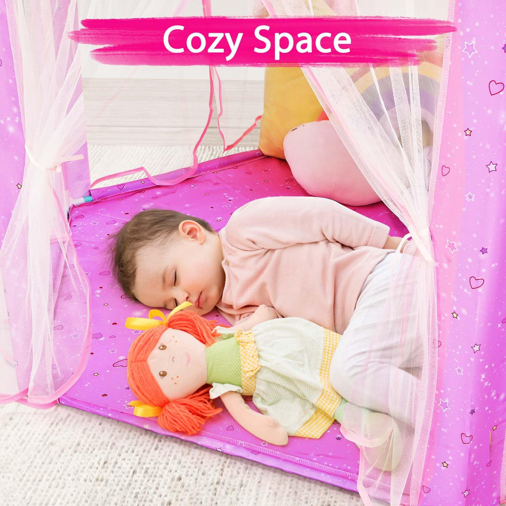 Monobeach Princess Tent Girls Large Playhouse Kids Castle Play Tent with Star Lights Toy for Children Indoor and Outdoor Games, 55'' x 53'' (DxH)