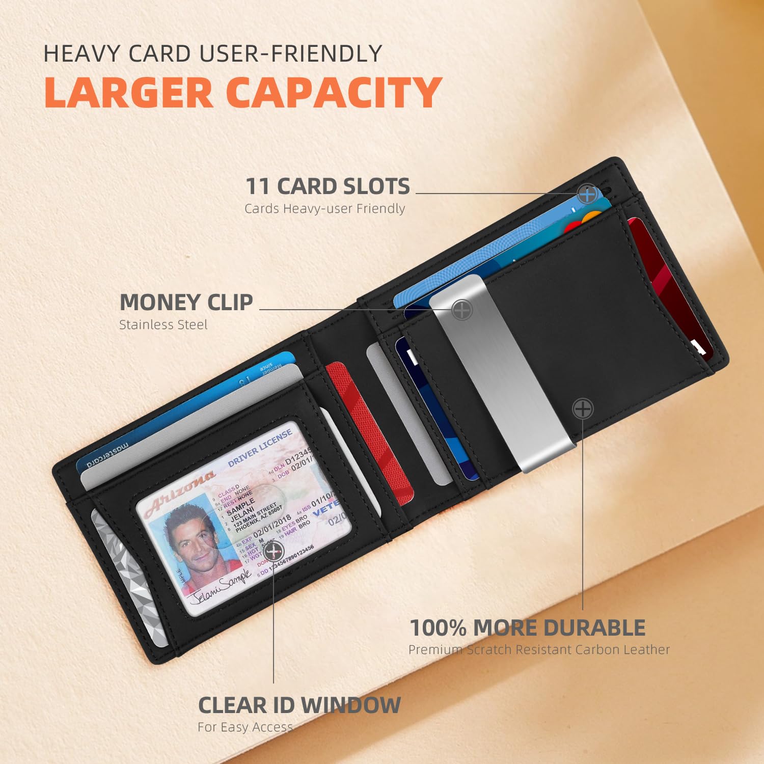 Slim Wallets for Men - Leather Money Clip Mens Wallet - RFID Blocking Front Pocket Bifold Wallet - Thin Credit Card Holder with Gift Box