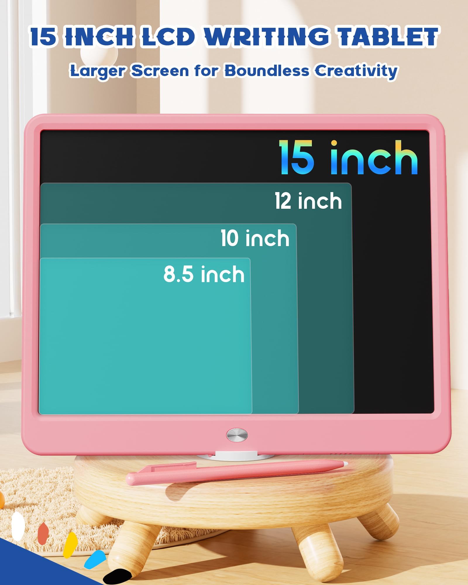 Bravokids 10 Inch LCD Writing Tablet for 3-8 Year Olds - Electronic Drawing Pad and Doodle Board as Educational Birthday Gifts for Girls and Boys (Pink)