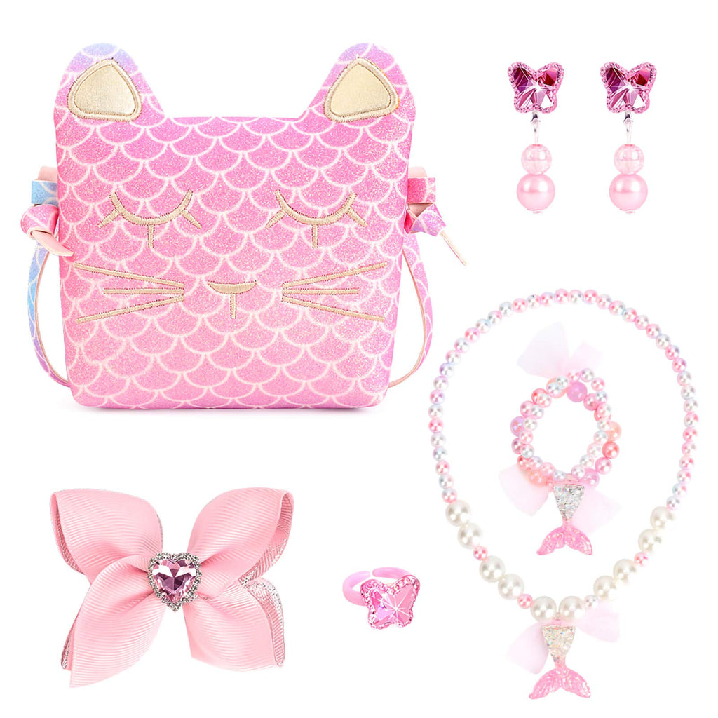 mibasies Purse for Little Girls Dress Up Jewelry Pretend Play Kids Accessories Mermaid Gifts