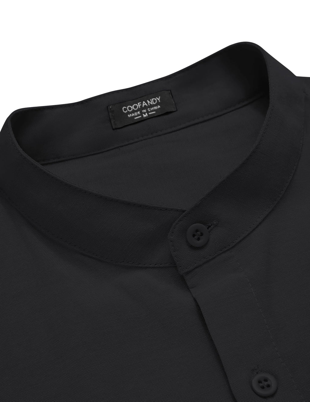 Men's Long Sleeve Oxford Dress Shirts Button Down Shirt Casual Band Collar Shirts