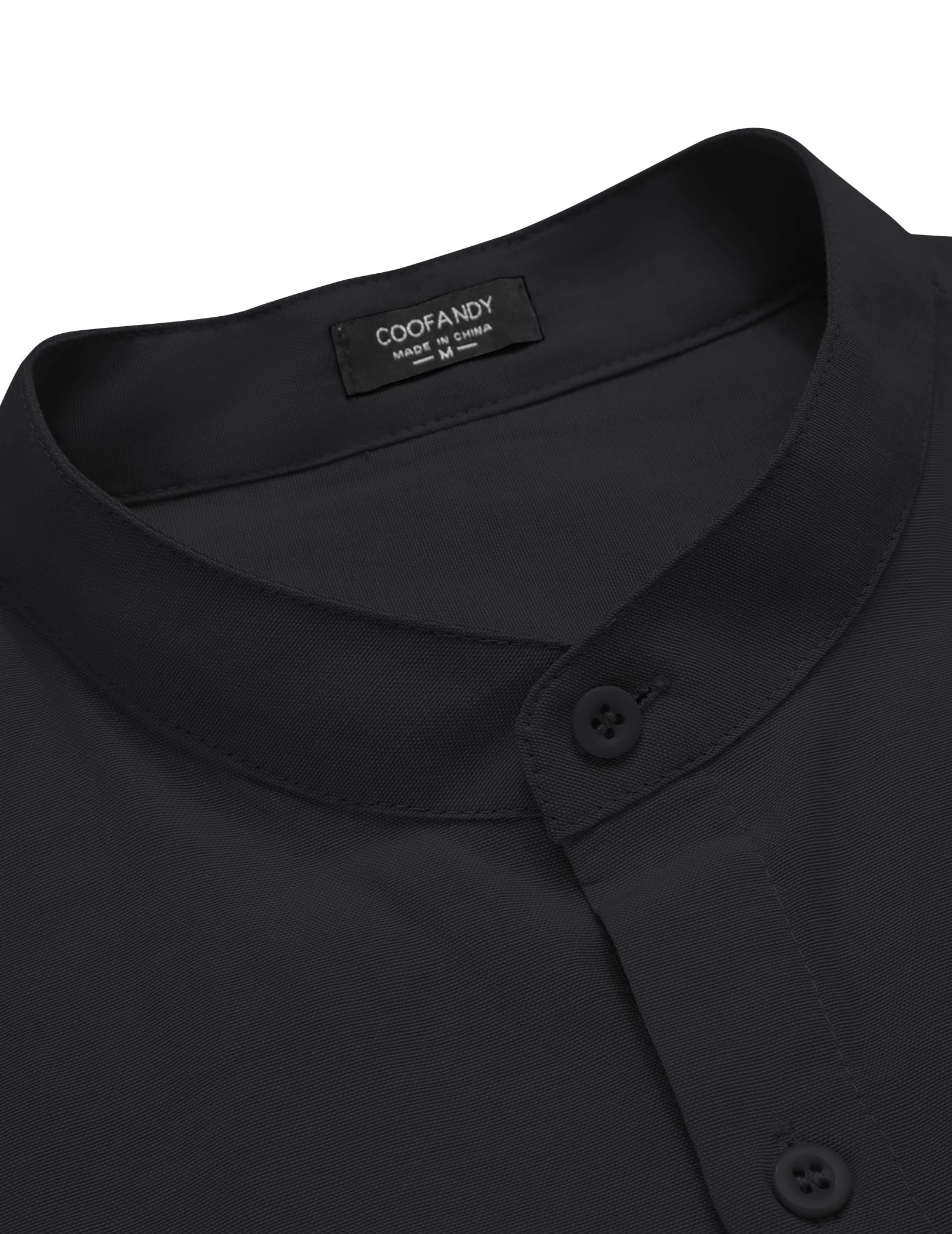 Men's Long Sleeve Oxford Dress Shirts Button Down Shirt Casual Band Collar Shirts