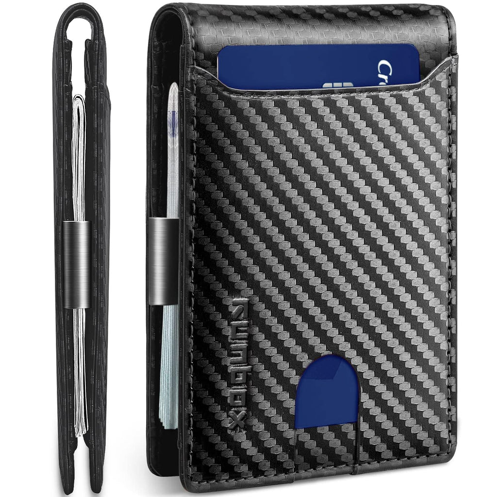Slim Wallets for Men - Leather Money Clip Mens Wallet - RFID Blocking Front Pocket Bifold Wallet - Thin Credit Card Holder with Gift Box