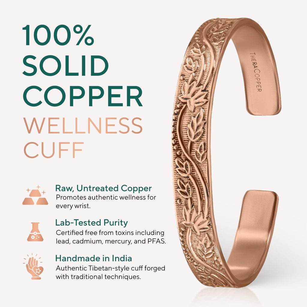Copper Bracelet for Men & Women — 100% Pure Copper Bracelets — Raw, Solid & Uncoated Authentic Handmade Tibetan Bracelet Cuff Bangles
