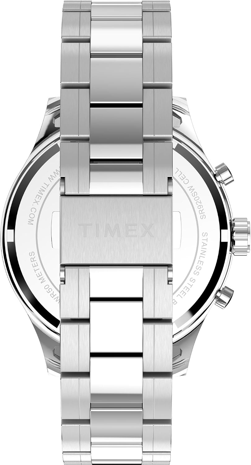 Men's Dress Chronograph 43mm Watch - Silver-Tone Bracelet Black Dial Silver-Tone Case