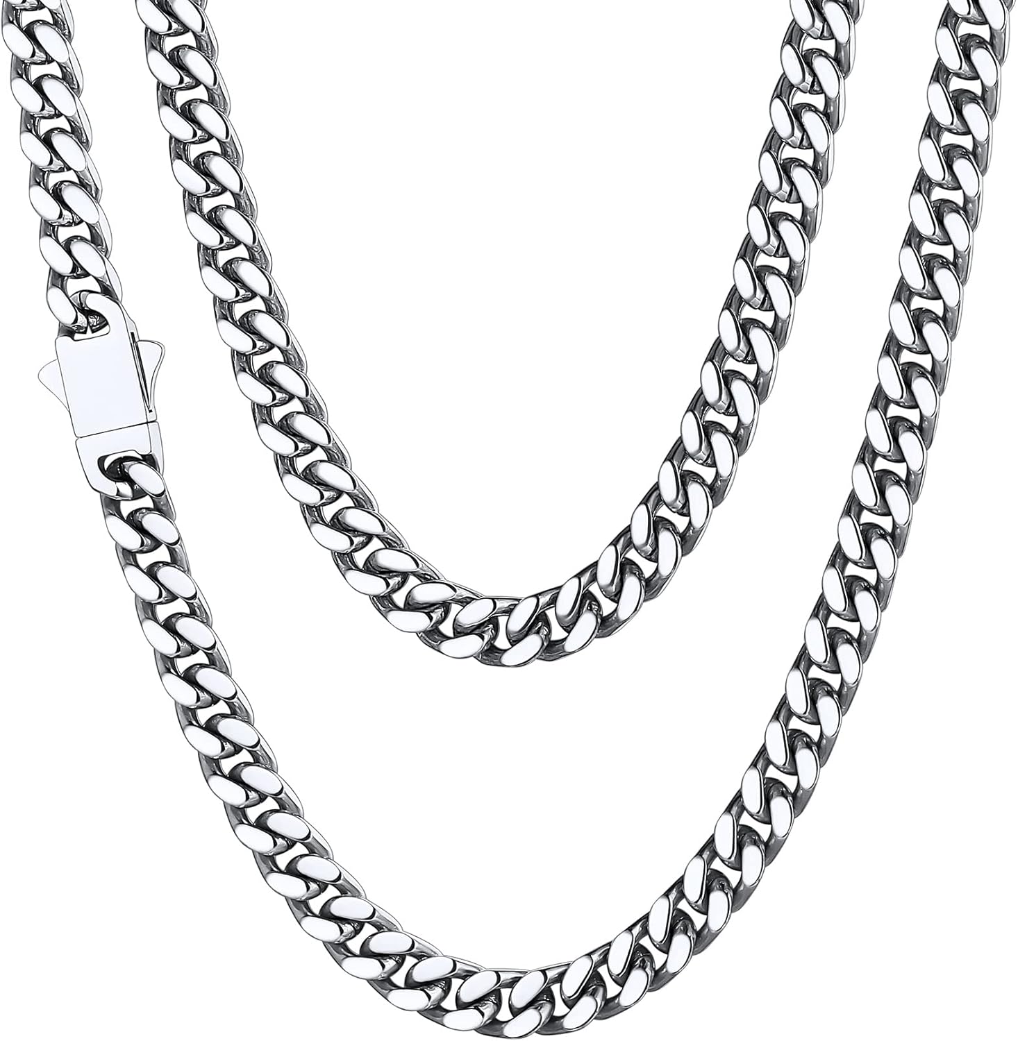 Stainless Steel Mens Cuban Link Chain, Black/ 18K Gold Plated Miami Cuban Chain Necklace, 5mm/7mm/9mm/12mm/14mm Width, No Tarnish& Durable Hip Hop Mens Jewelry, 18"-30", Send Gift Box