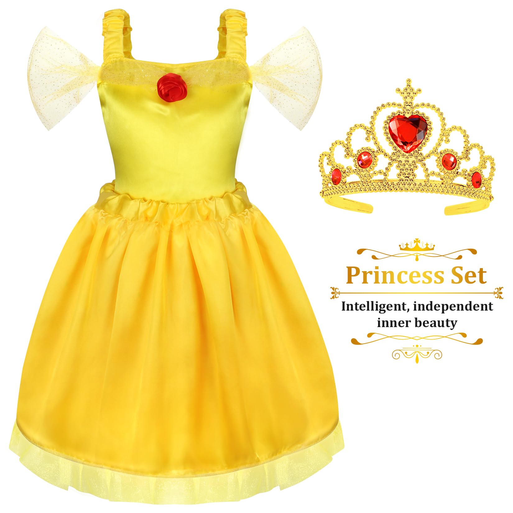 LIMIROLER Princess Dress Up Clothes for Little Girl Role Play Costume Gift Set Princess Dress Up Toys for Toddler Girls