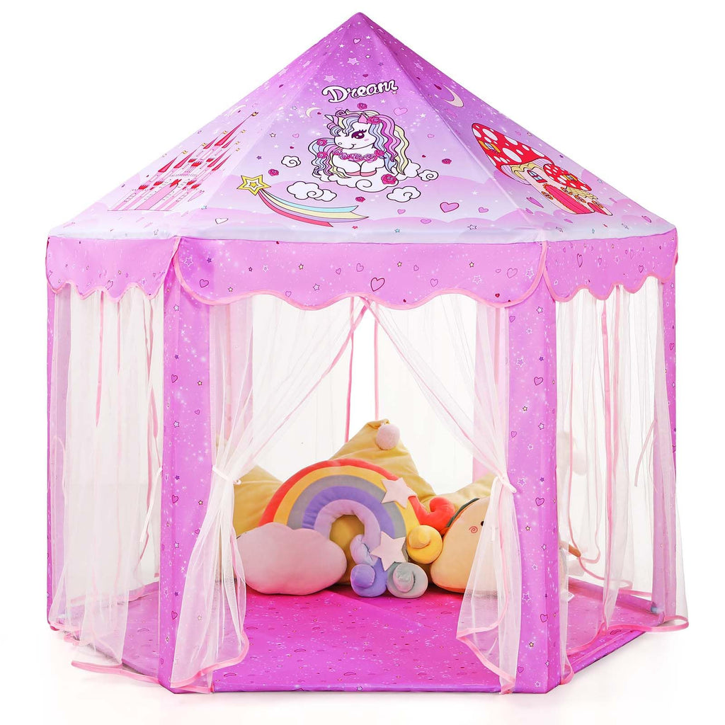 Monobeach Princess Tent Girls Large Playhouse Kids Castle Play Tent with Star Lights Toy for Children Indoor and Outdoor Games, 55'' x 53'' (DxH)