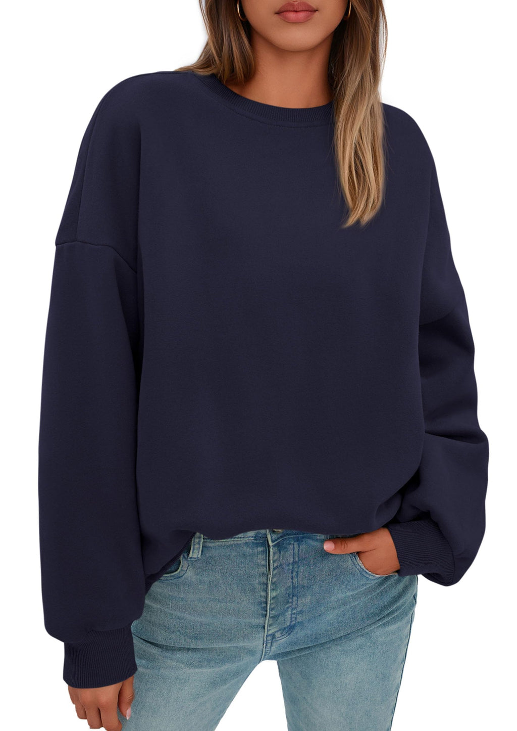 Sweatshirt for Women Oversized Crewneck Long Sleeve Pullover Fleece Top 2026 Fall Winter Fashion Outfits Clothes