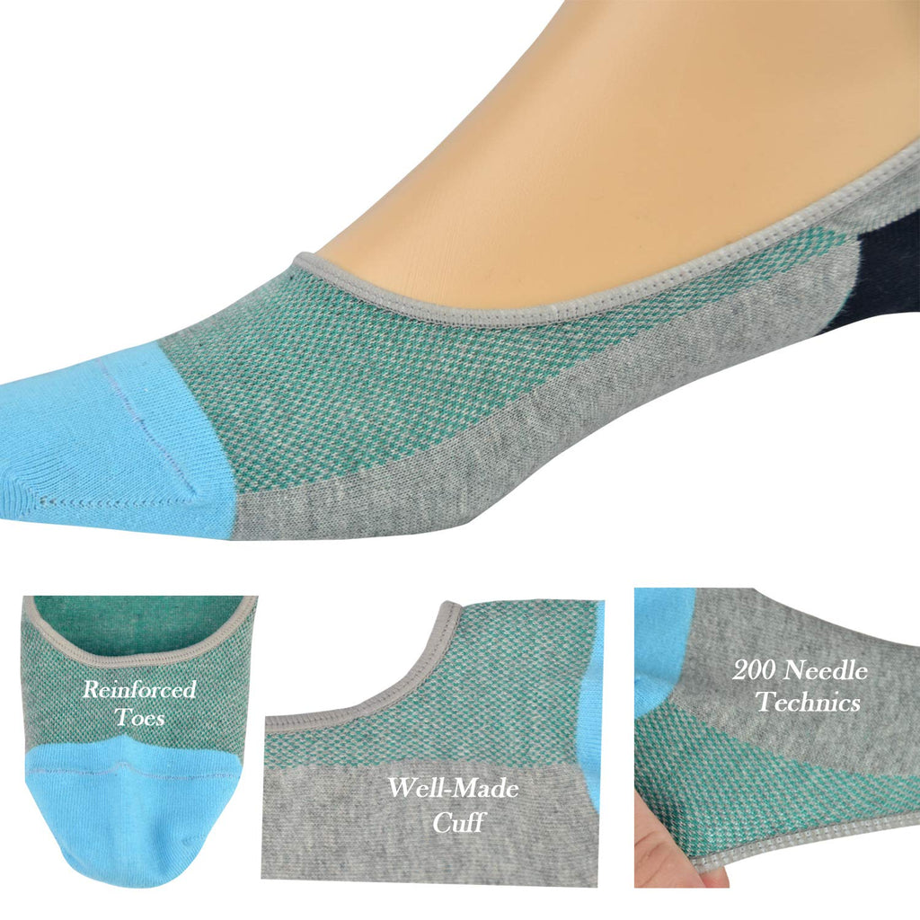 Genuine Mens No Show Socks, Loafer Sneakers Low Cut Cotton Socks With Non Slip Grips