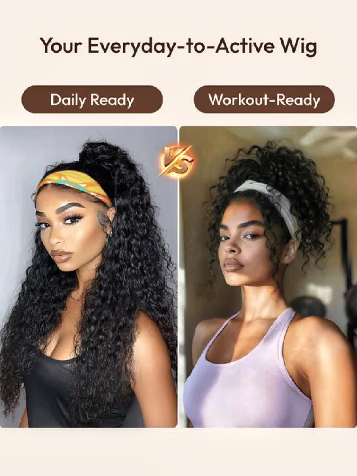 Water Wave Headband Wig Human Hair with Drawstring No-Slip Glueless Headband Half Human Hair Wig 150% Density Natural Black 26 inch