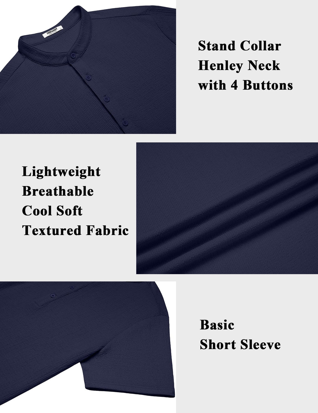 Men's Henley Shirt Short Sleeve Stand Collar Summer Casual Beach Hippie T-Shirts