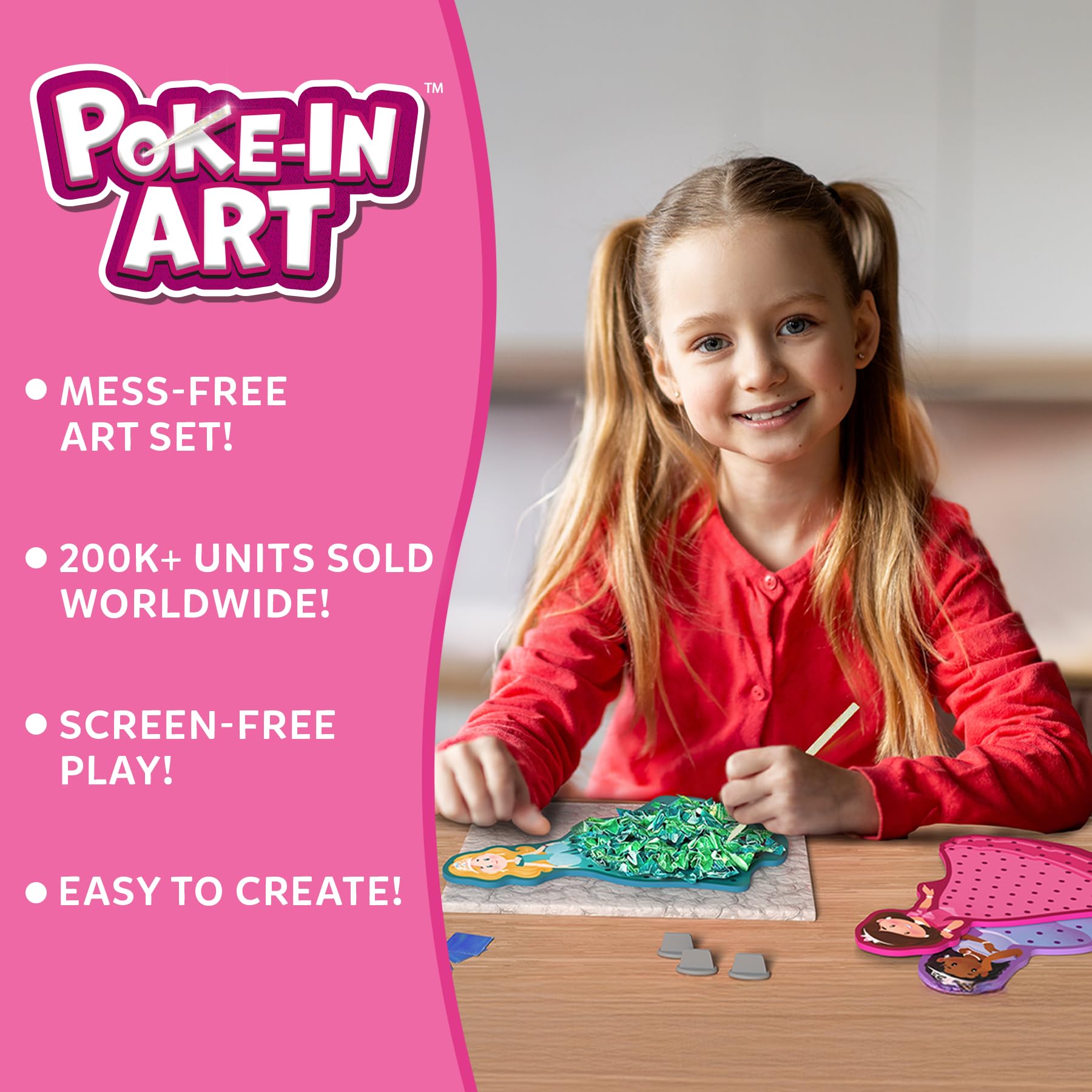 Skillmatics Poke-in Art - Magical Princesses, Mess-Free Fun for Kids, DIY Wood Craft Kits, Creative Activity, Gifts for Girls & Boys Ages 4, 5, 6, 7, 8, 9
