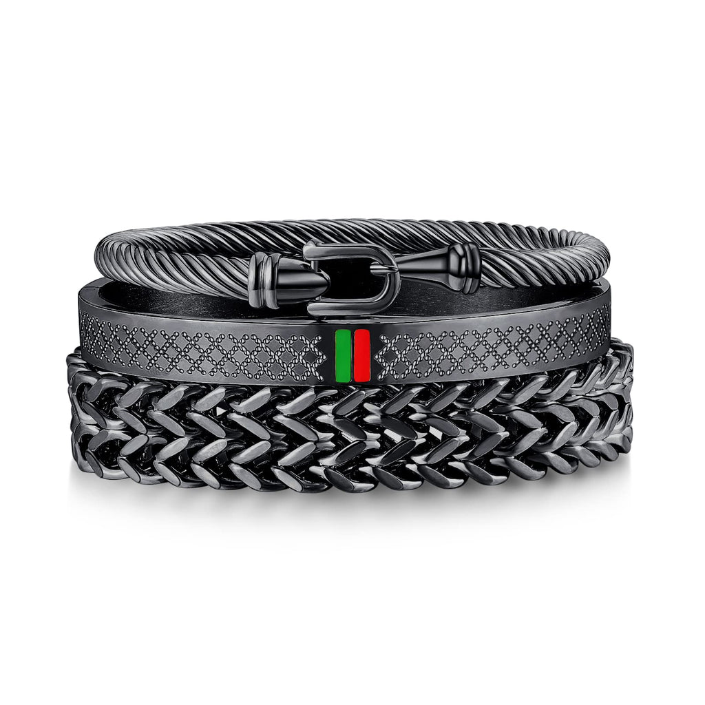 3PCS Stainless Steel Bracelets for Men Gold Roman Numeral Bangle Bracelet Twisted Cable Bracelet Adjustable Cuff Bracelet Mens Luxury Jewelry Bracelets Gifts