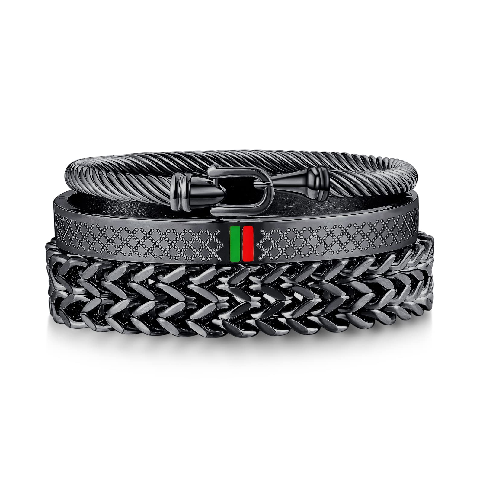 3PCS Stainless Steel Bracelets for Men Gold Roman Numeral Bangle Bracelet Twisted Cable Bracelet Adjustable Cuff Bracelet Mens Luxury Jewelry Bracelets Gifts