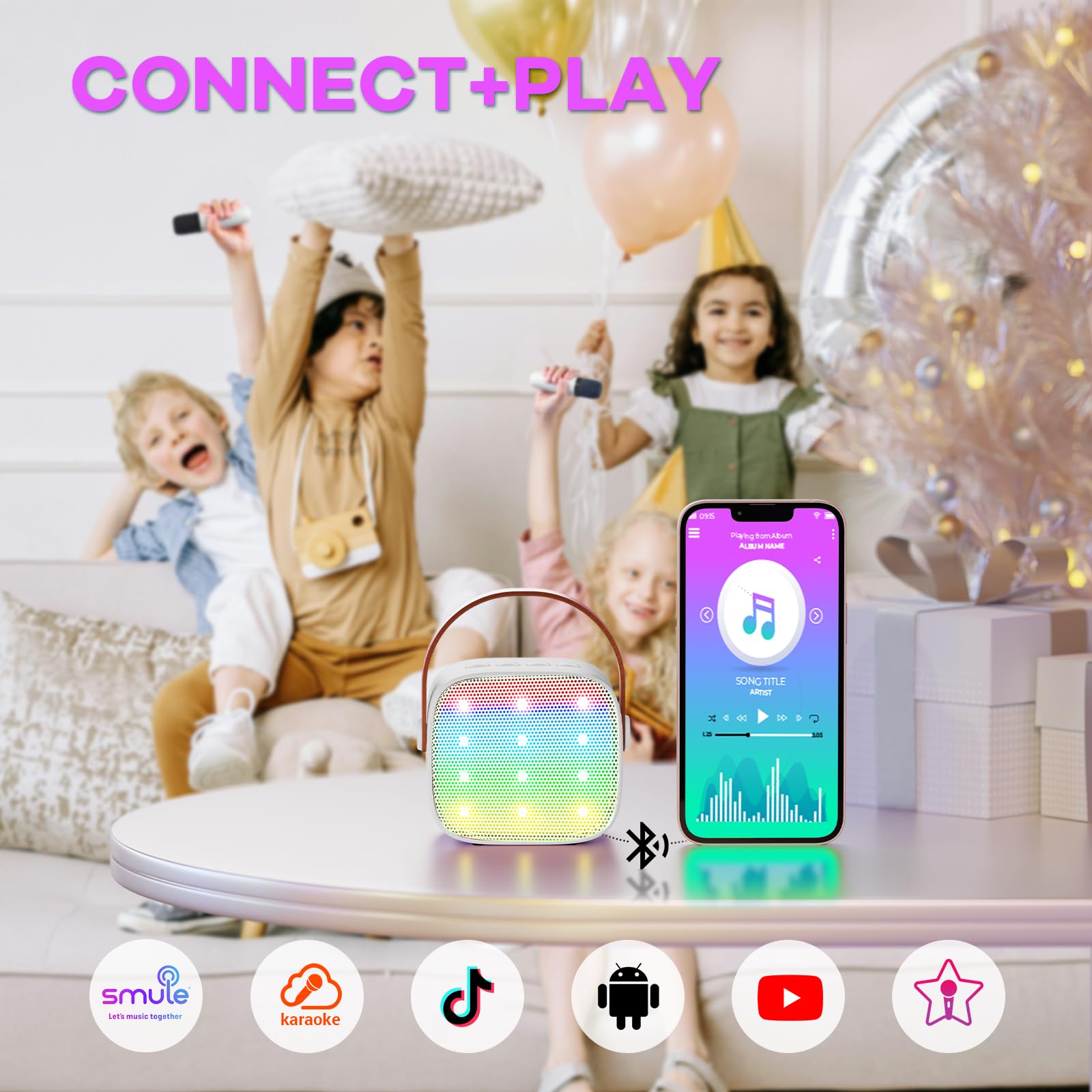YLL Karaoke Machine for Kids, Portable Mini Speaker with 2 Wireless Microphones, TOP Kids Gifts for Girls Ages 3, 4, 5, 6, 7, 8, 9, 10+ Years Old, 4-12th Birthday Singing Present Toy Party (Purple)