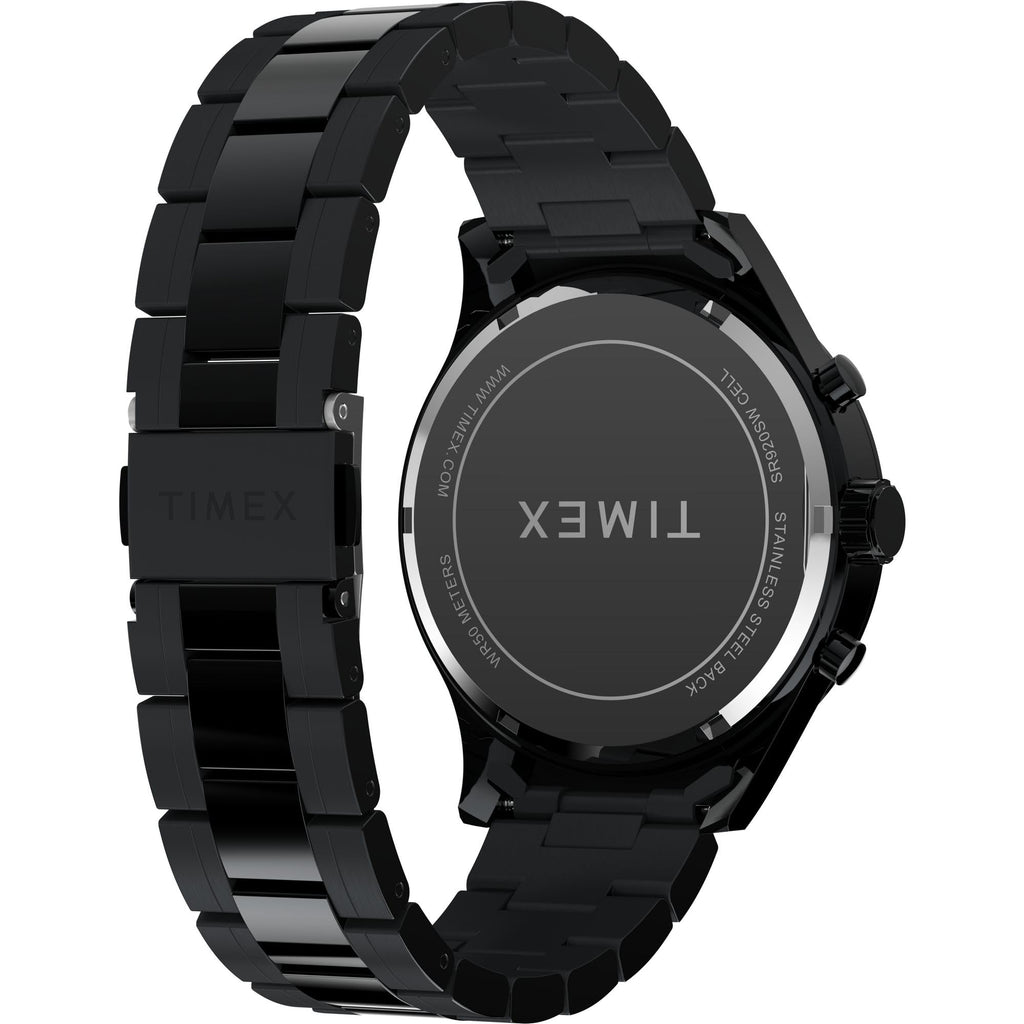 Men's Dress Chronograph 43mm Watch - Silver-Tone Bracelet Black Dial Silver-Tone Case