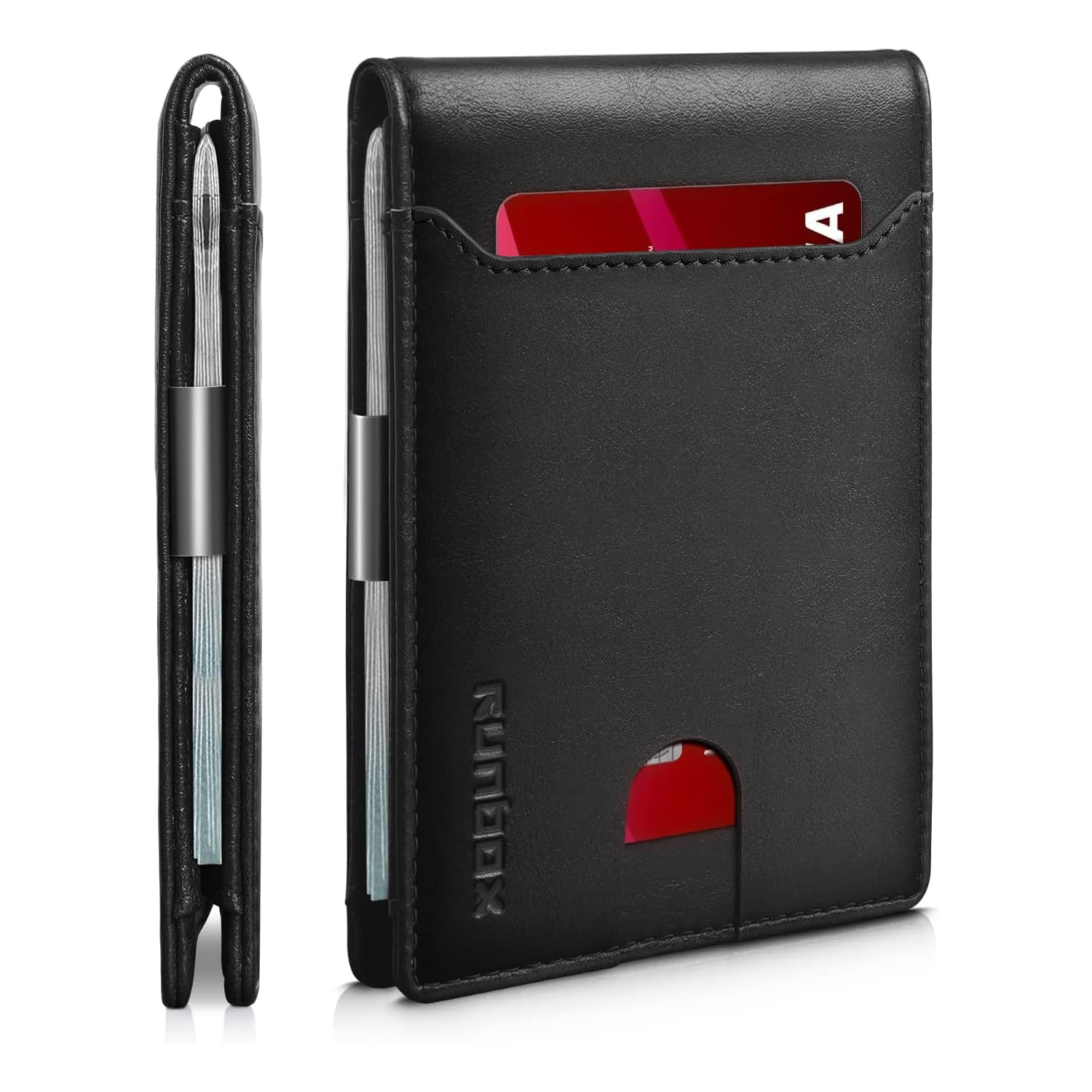 Slim Wallets for Men - Leather Money Clip Mens Wallet - RFID Blocking Front Pocket Bifold Wallet - Thin Credit Card Holder with Gift Box