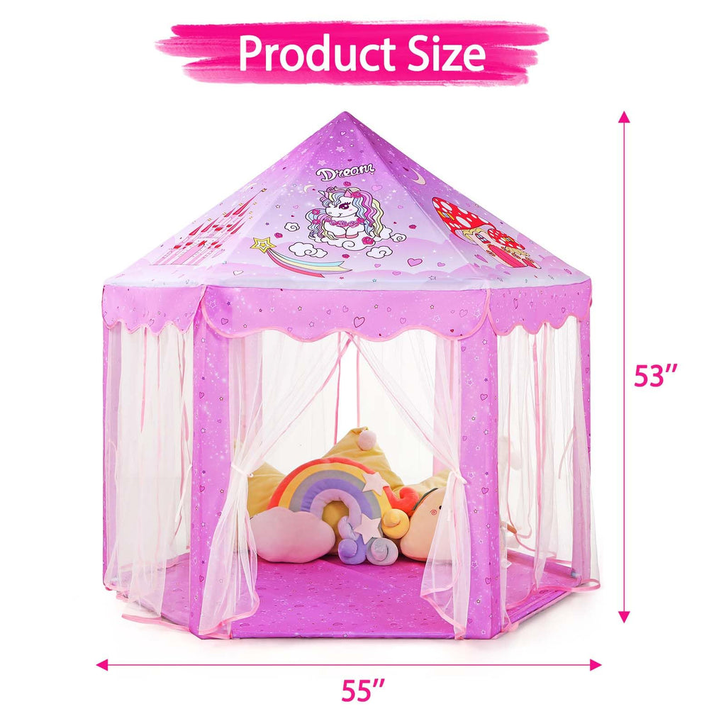 Monobeach Princess Tent Girls Large Playhouse Kids Castle Play Tent with Star Lights Toy for Children Indoor and Outdoor Games, 55'' x 53'' (DxH)