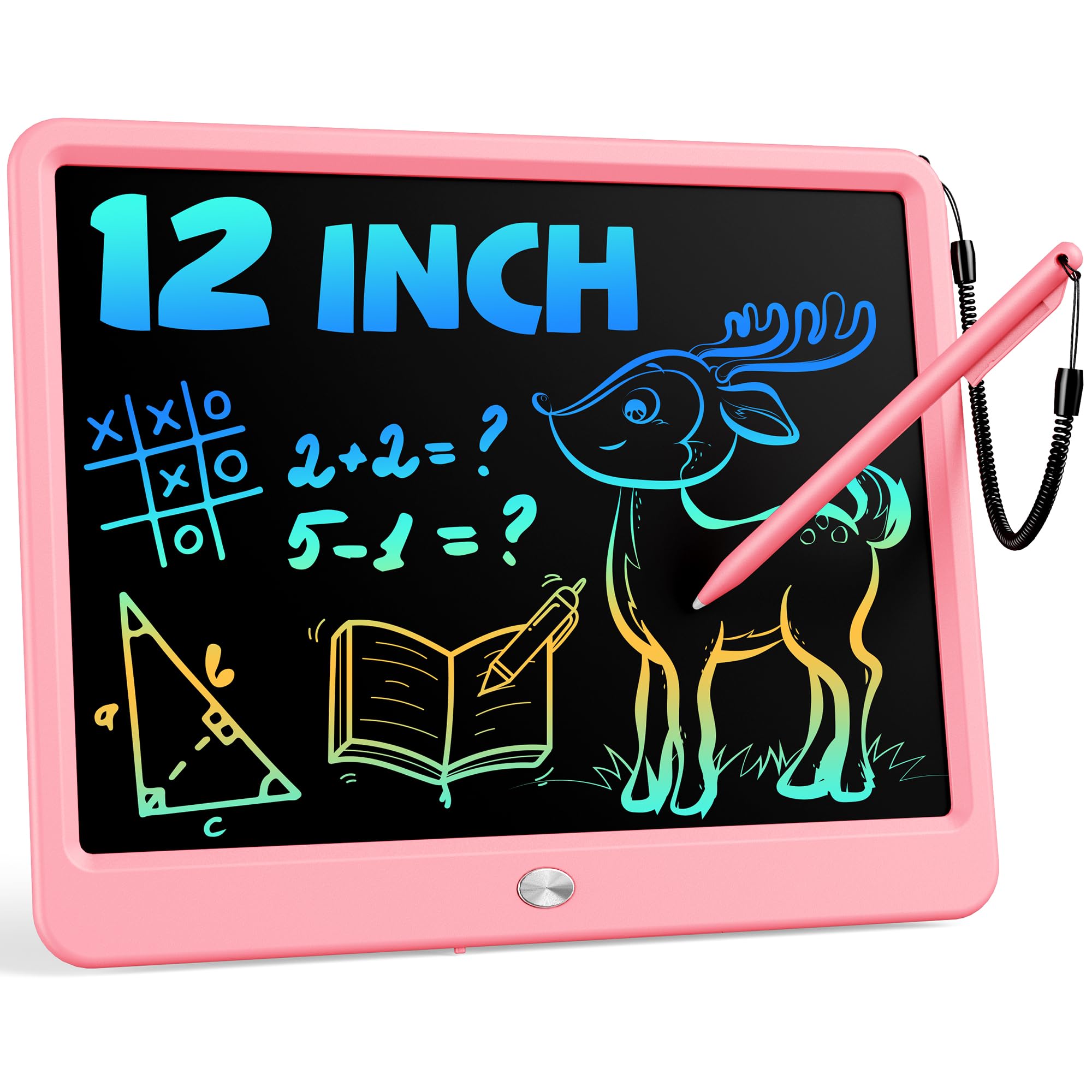 Bravokids 10 Inch LCD Writing Tablet for 3-8 Year Olds - Electronic Drawing Pad and Doodle Board as Educational Birthday Gifts for Girls and Boys (Pink)