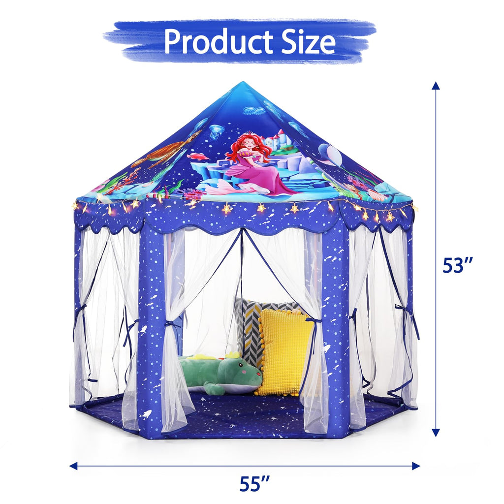 Monobeach Princess Tent Girls Large Playhouse Kids Castle Play Tent with Star Lights Toy for Children Indoor and Outdoor Games, 55'' x 53'' (DxH)