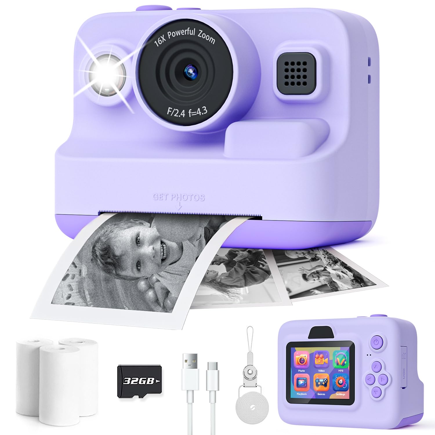 Dylanto Kids Camera Instant Print,1080P Kids Instant Cameras that Print Photos,Christmas Birthday Gifts for Girls Age 3-12,Portable Toy for 3 4 5 6 7 8 9 10 Year Old Girls Boys Pink