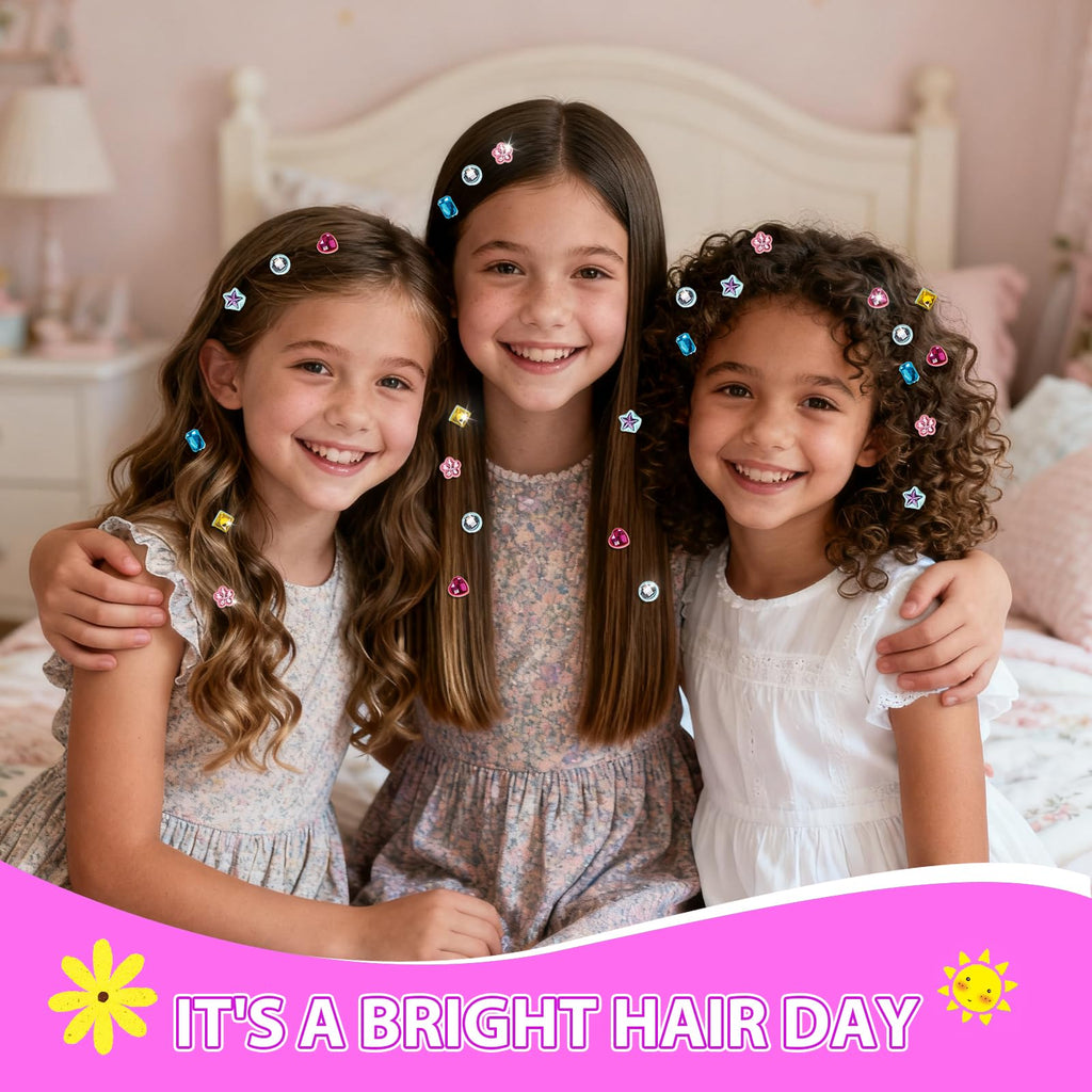 kidzkube Hair Gem Stamper Kit, Bling Hair Jewels for Girls Toys, Hair Styling Tool with Reusable Shining Diamonds, Birthday Gifts Toys for Girls Ages 3 4 5 6 8-12