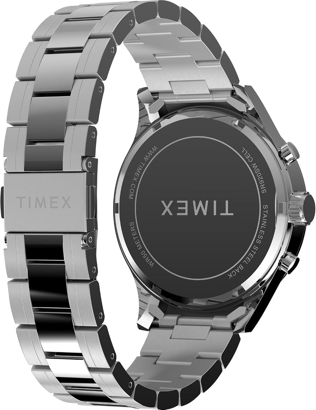 Men's Dress Chronograph 43mm Watch - Silver-Tone Bracelet Black Dial Silver-Tone Case