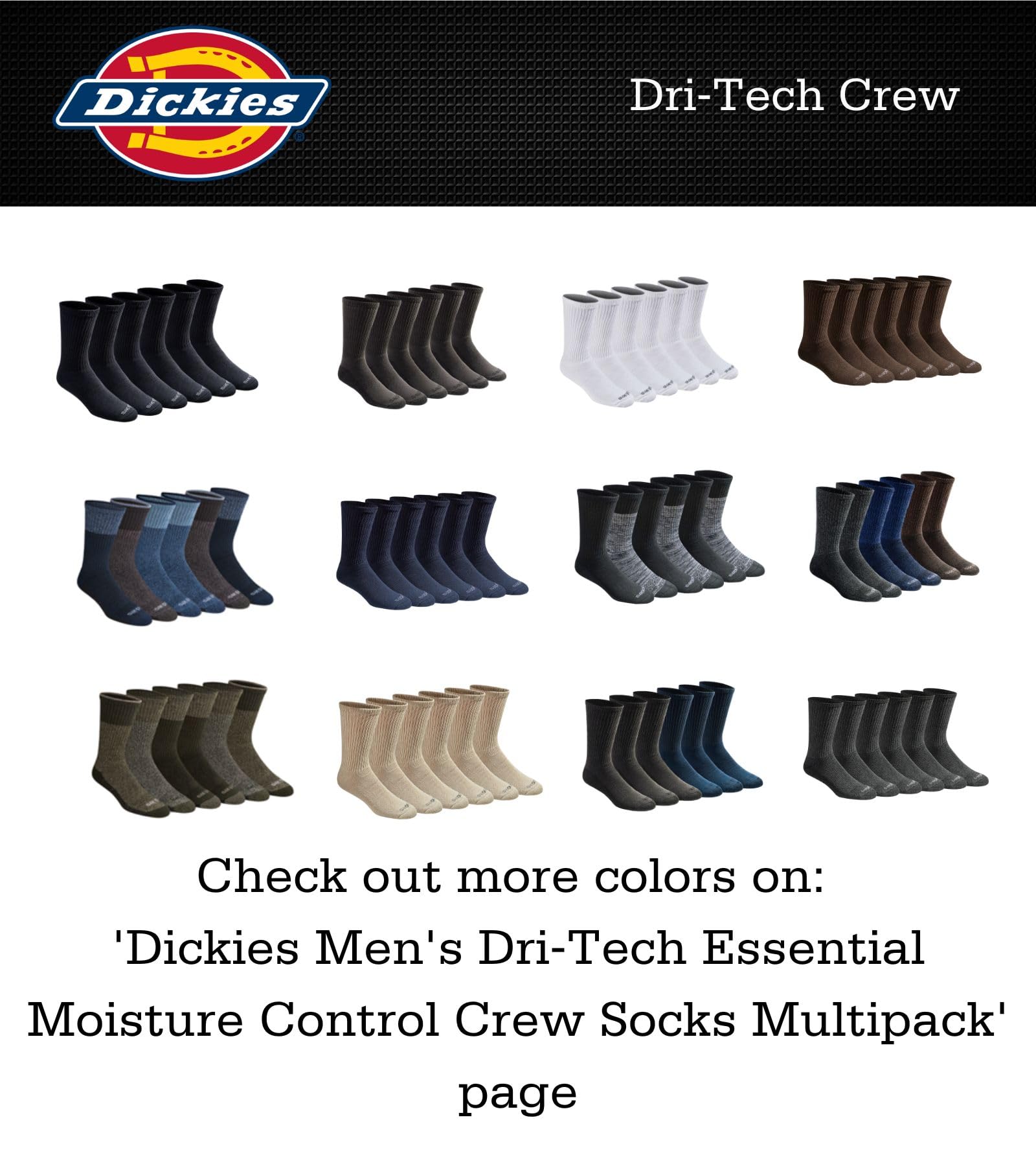Men's Dri-tech Original Moisture Control Crew Socks, Available in M-xxl (6, 12, 18 Pairs)