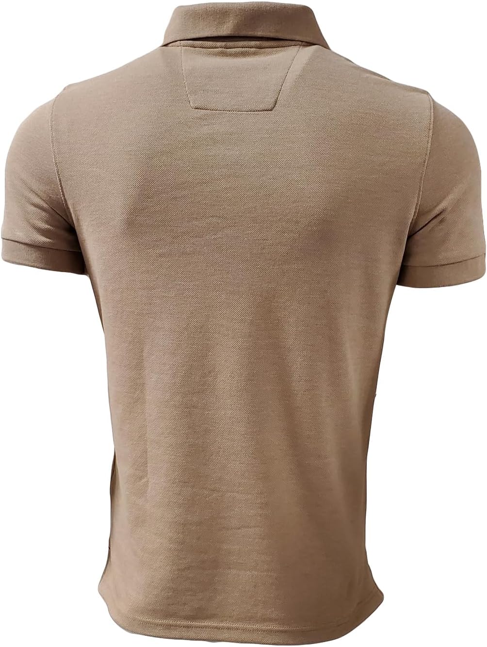 Mens Slim Fit Short Sleeve Solid Cotton Pique Polo Shirt (Medium, Camel Heather)